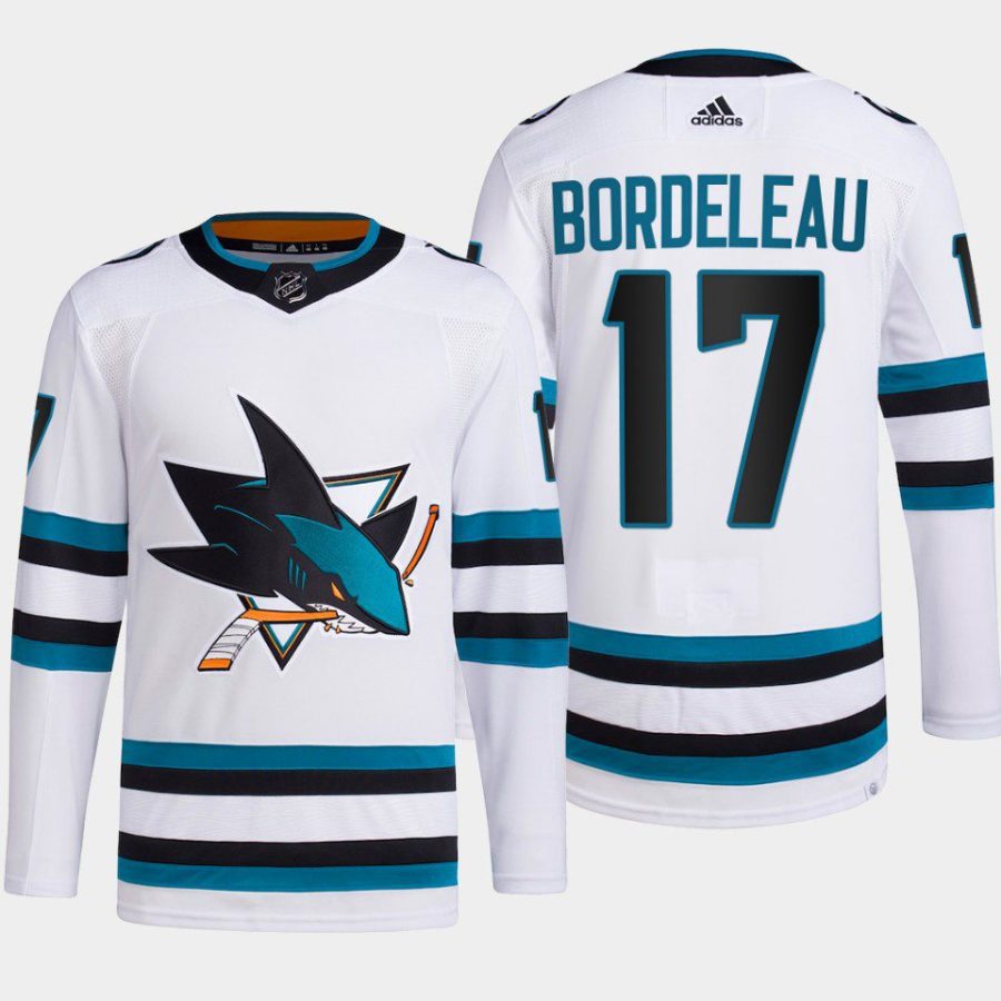 men sharks thomas bordeleau 2022 23 primegreen authentic away white jersey