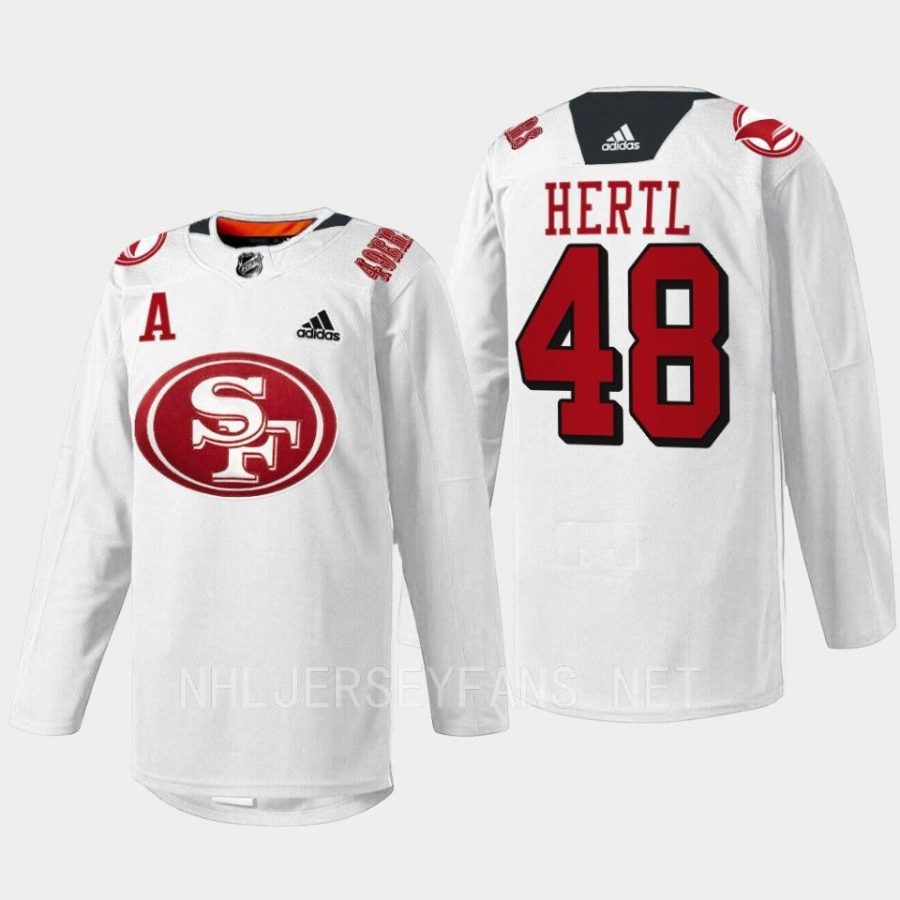 men sharks tomas hertl 2022 specialty warm up 49er mash up white jersey