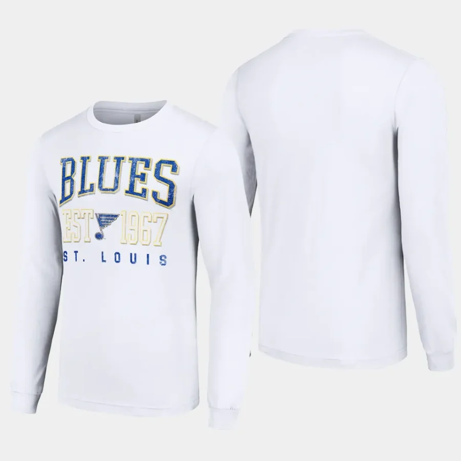 men st. louis blues retro graphic white long sleeve crew t shirt