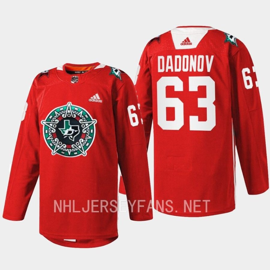 men stars evgenii dadonov warmup noche mexicana 2023 red jersey