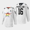 men stars joe pavelski warm up 2023 pride night white jersey