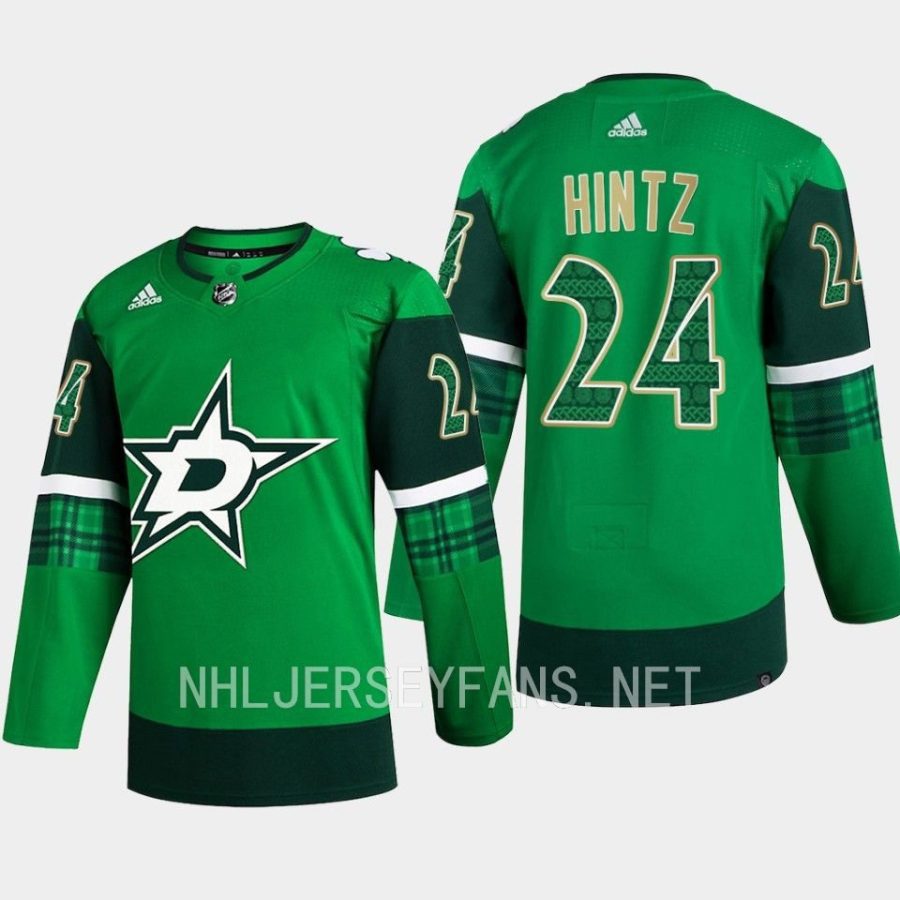 men stars roope hintz 2023 st. patricks day primegreen authentic jersey green