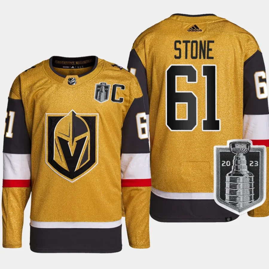 men vgk mark stone authentic home 2023 stanley cup final gold jersey