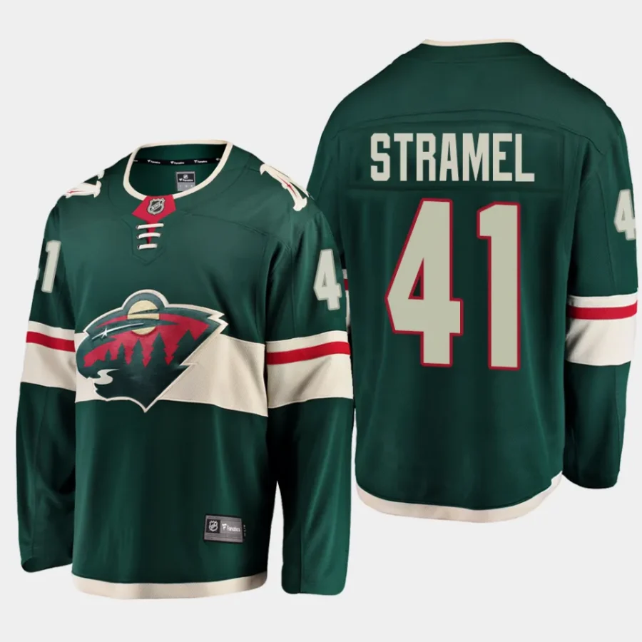 men wild charlie stramel men 2023 nhl draft home breakaway player green jersey