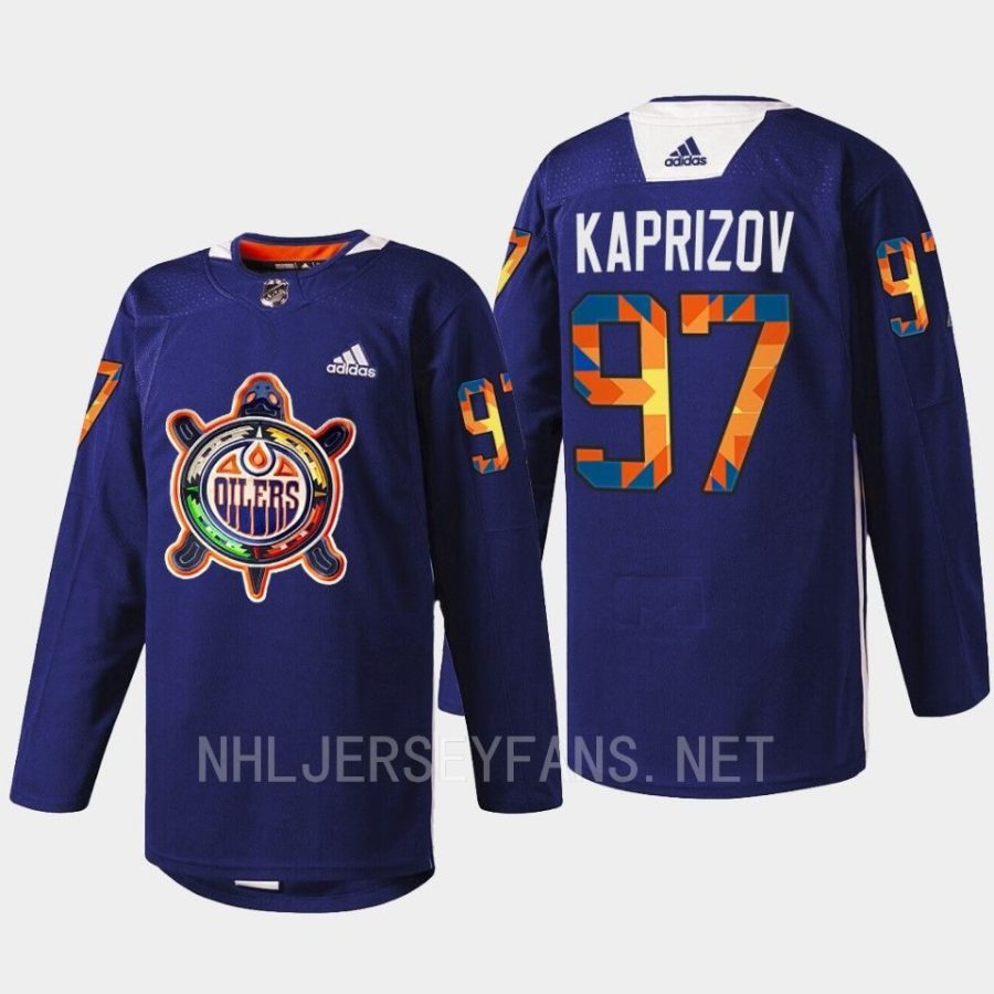 men wild kirill kaprizov warmup indigenous celebration night 2022 navy jersey