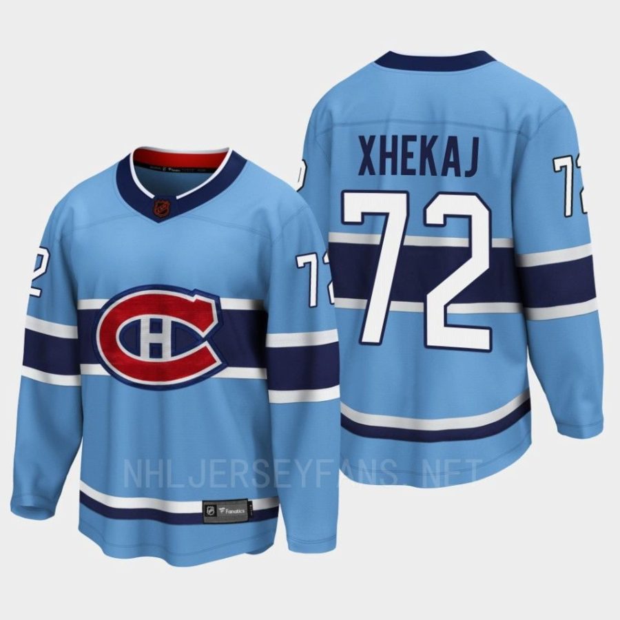 montreal canadiens arber xhekaj special edition 2.0 2022 breakaway player retro jersey blue