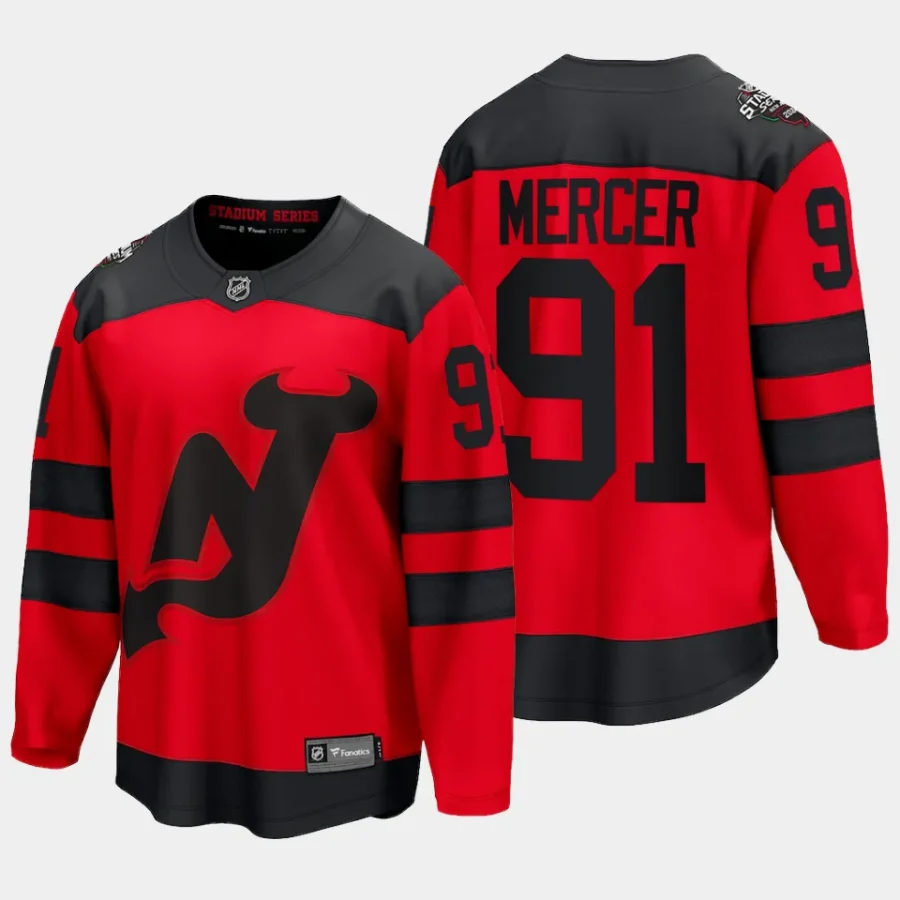 new jersey devils dawson mercer 2024 nhl stadium series breakaway player jersey red