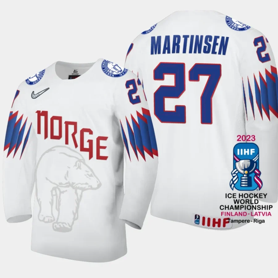 norway hockey andreas martinsen 2023 iihf world championship men home jersey white