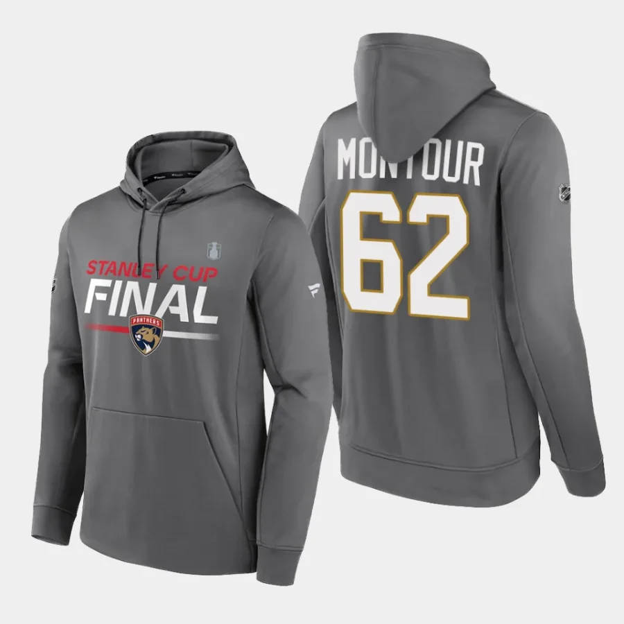 panthers brandon montour gray 2023 stanley cup final authentic pro hoodie