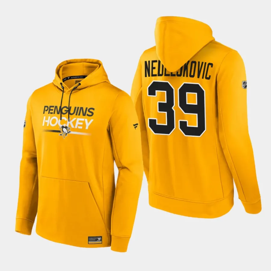 penguins alex nedeljkovic gold authentic pro pullover hoodie