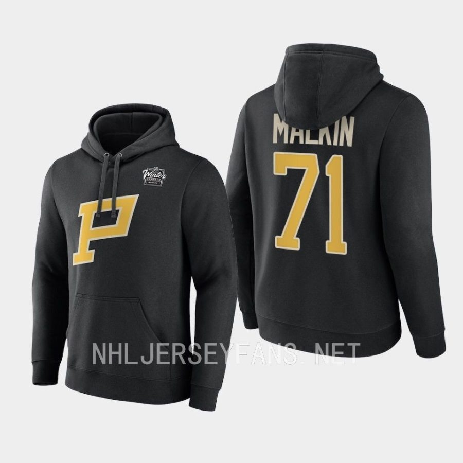 penguins evgeni malkin black 2023 winter classic primary logo hoodie