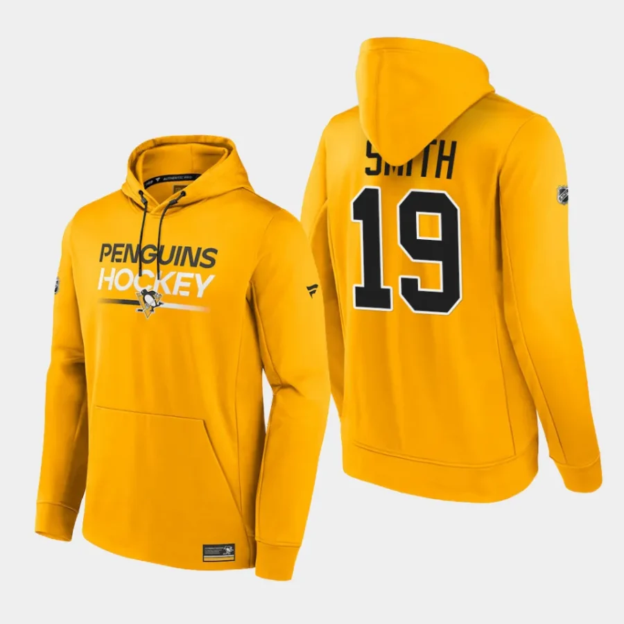 penguins reilly smith gold authentic pro pullover hoodie