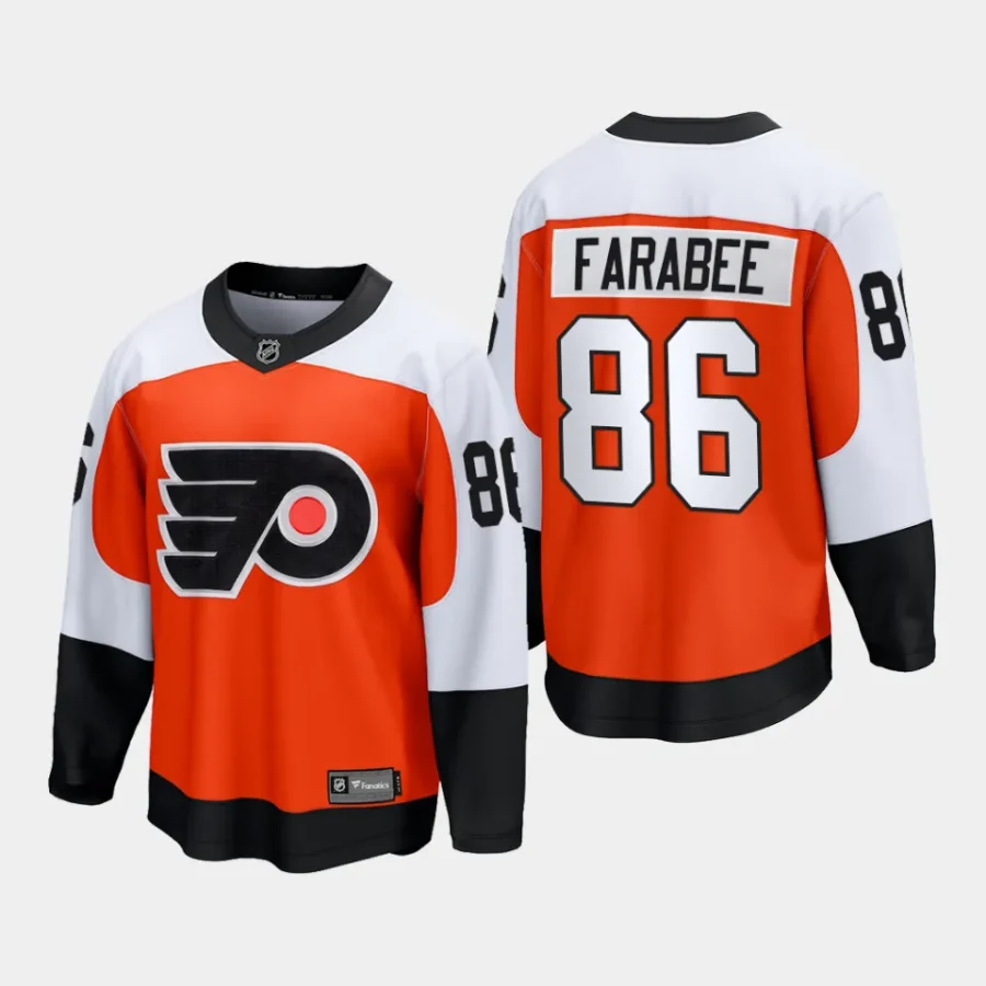 philadelphia flyers joel farabee home 2023 24 premier breakaway player jersey burnt orange