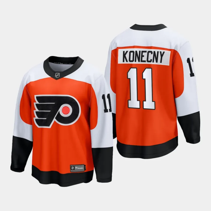 philadelphia flyers travis konecny home 2023 24 premier breakaway player jersey burnt orange