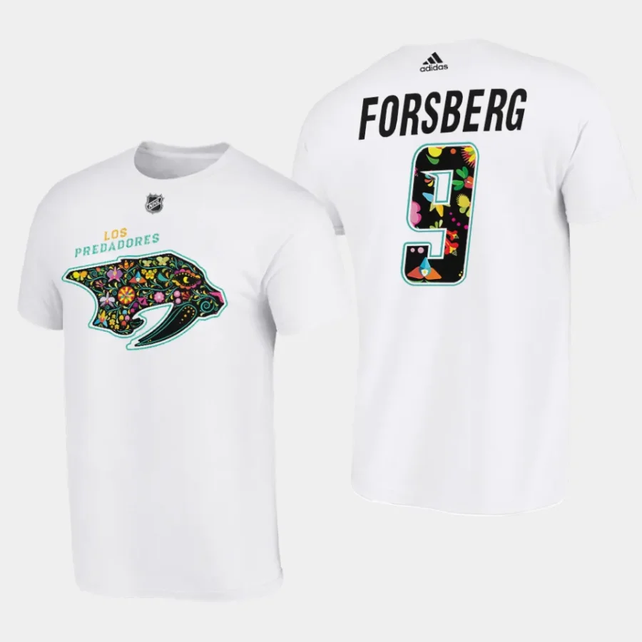 predators filip forsberg white 2023 hispanic heritage latina t shirt