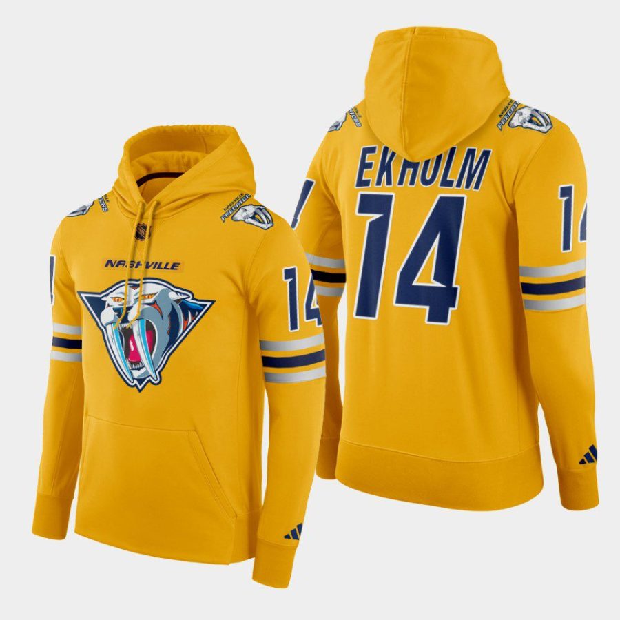 predators mattias ekholm gold reverse retro 2.0 pullover hoodie