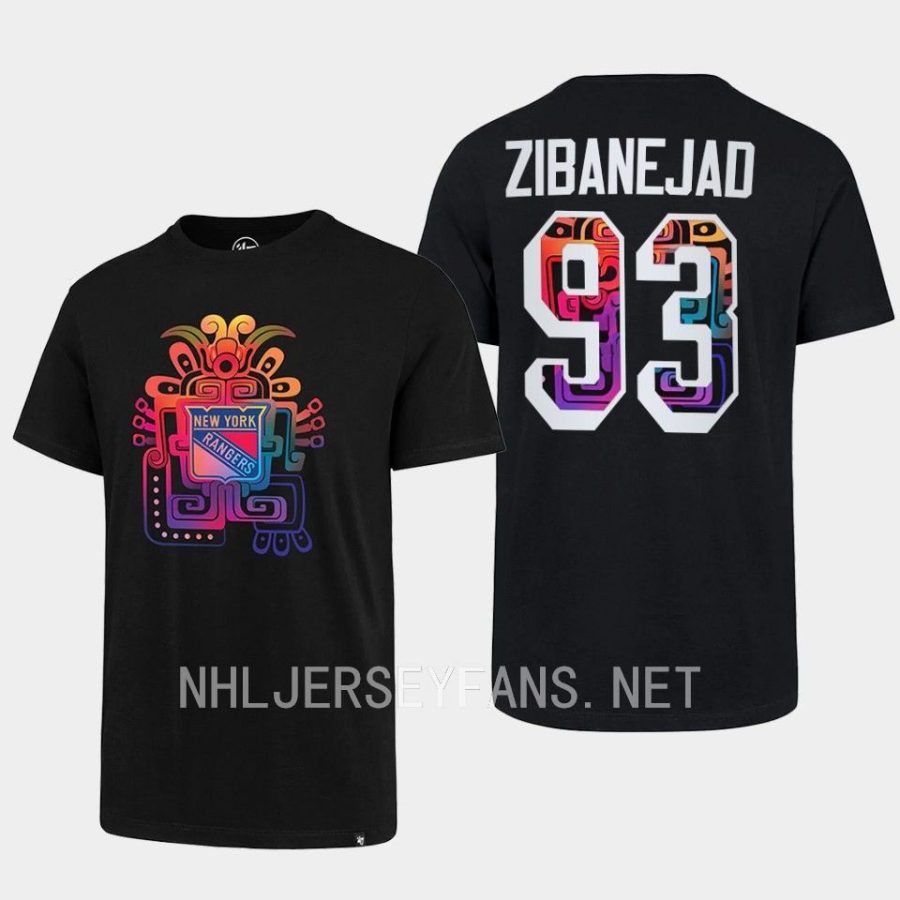 rangers mika zibanejad black exclusive hispanic heritage night t shirt