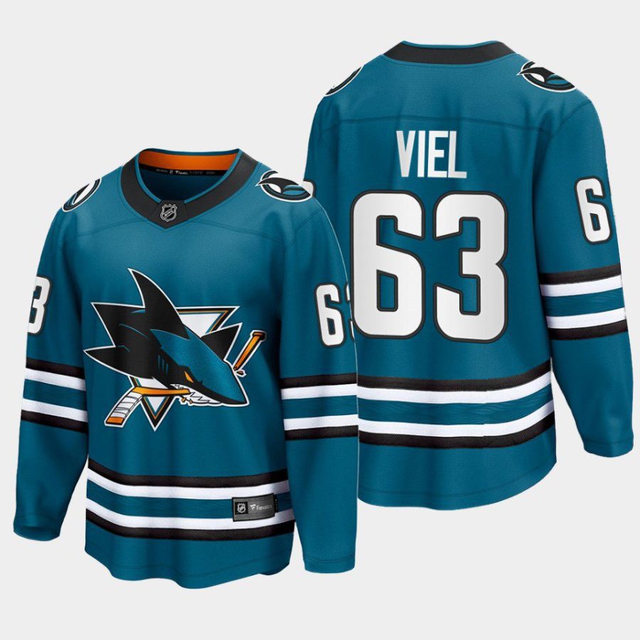 san jose sharks jeffrey viel home 2022 23 the evolve jersey teal