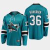 san jose sharks kaapo kahkonen home 2022 breakaway player jersey teal