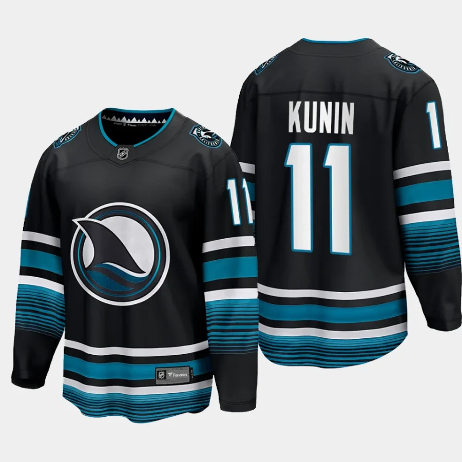 san jose sharks luke kunin cali fin 3rd alternate 2023 24 breakaway player jersey black