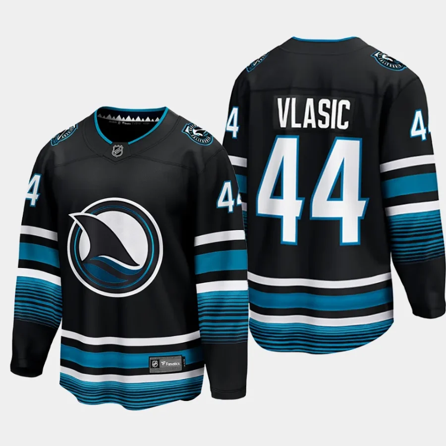 san jose sharks marc edouard vlasic cali fin 3rd alternate 2023 24 breakaway player jersey black