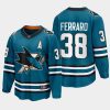 san jose sharks mario ferraro home 2022 23 the evolve jersey teal