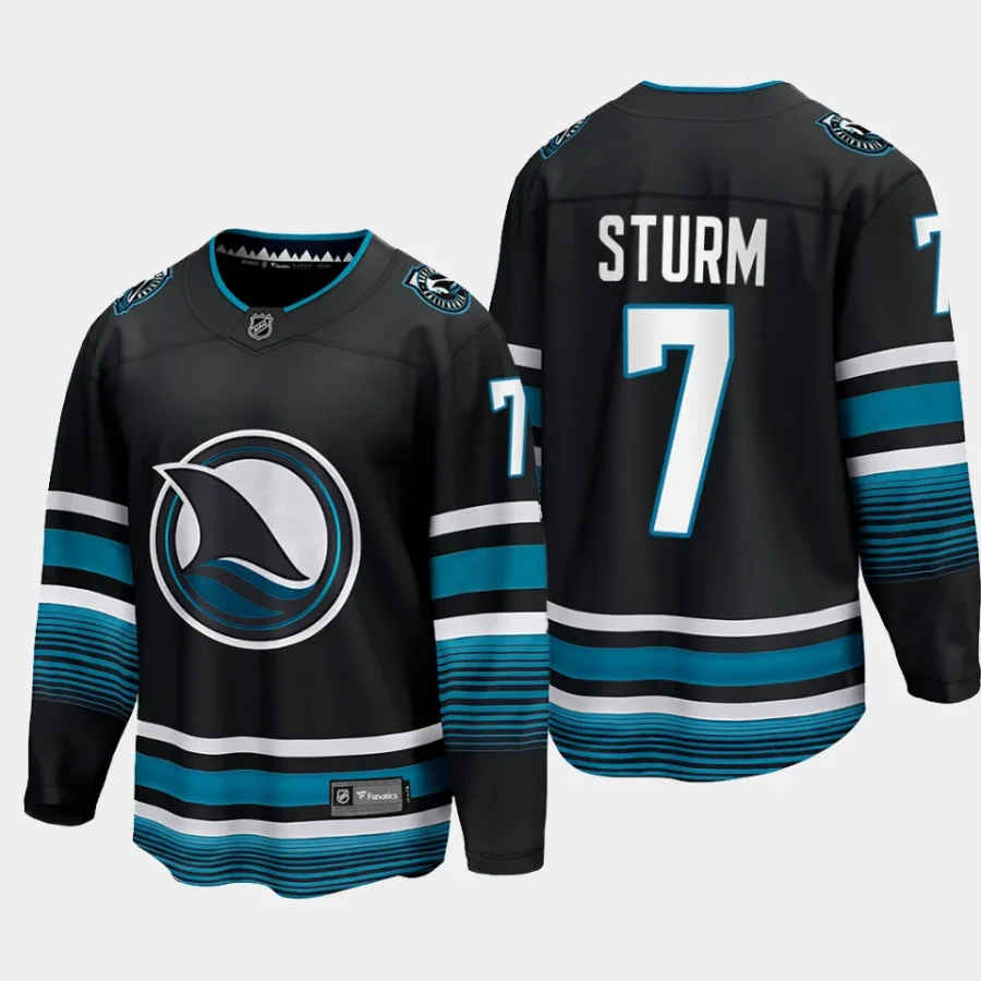 san jose sharks nico sturm cali fin 3rd alternate 2023 24 breakaway player jersey black