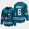 san jose sharks ryan merkley home 2022 23 the evolve jersey teal