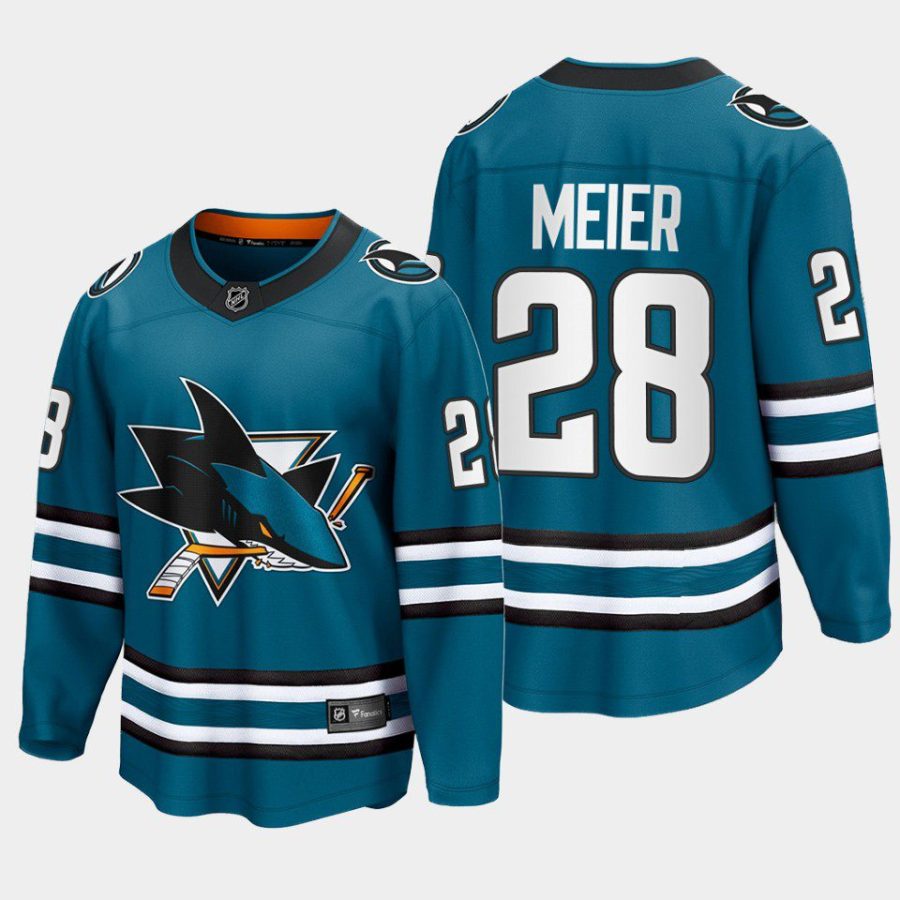 san jose sharks timo meier home 2022 23 the evolve jersey teal