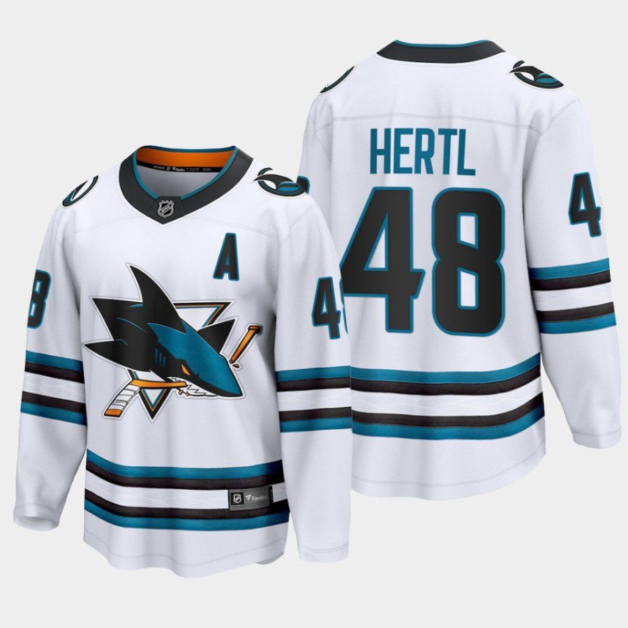 san jose sharks tomas hertl away 2022 23 the evolve jersey white