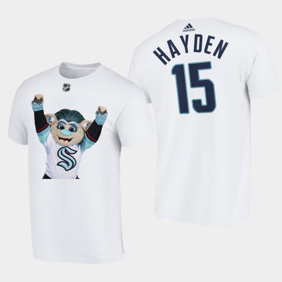 seattle kraken john hayden white team mascot buoy tee