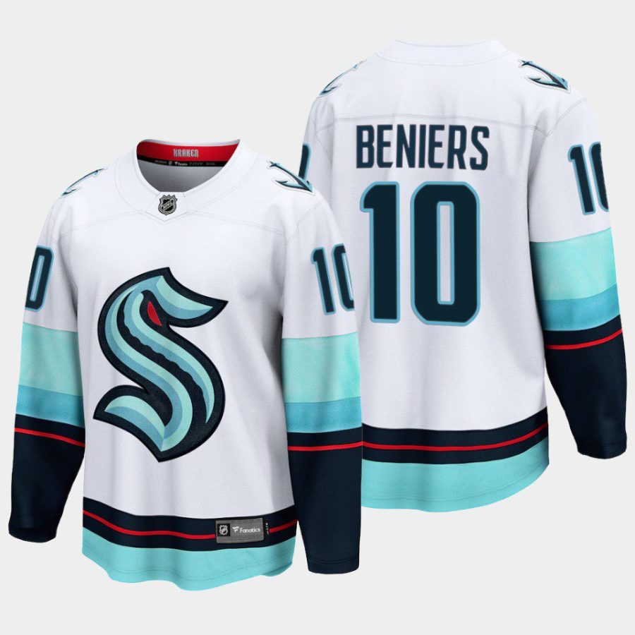 seattle kraken matthew beniers away breakaway player jersey white