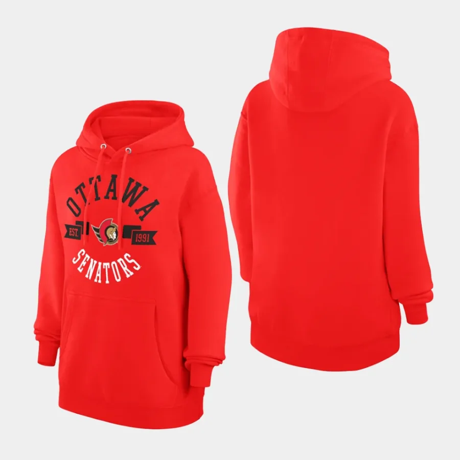 senators women red city graphic fleece pullover hoodie