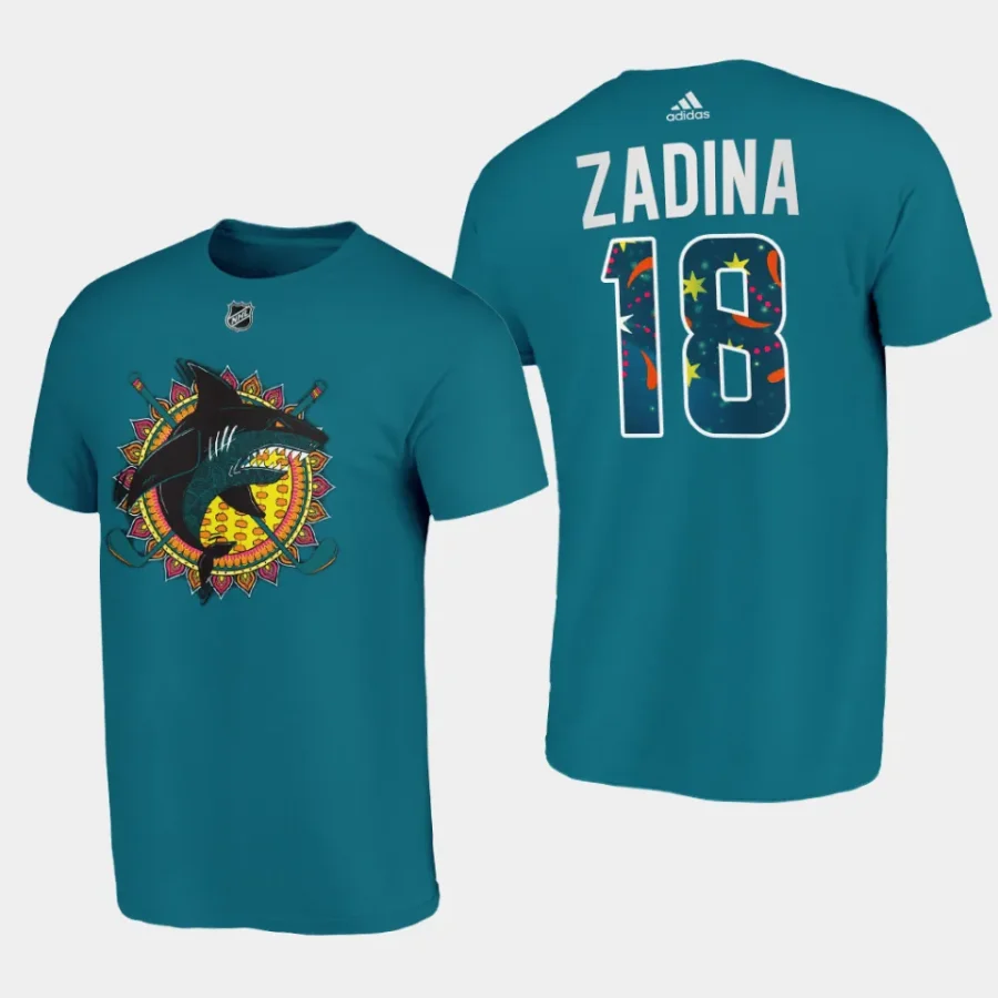 sharks filip zadina teal diwali night t shirt