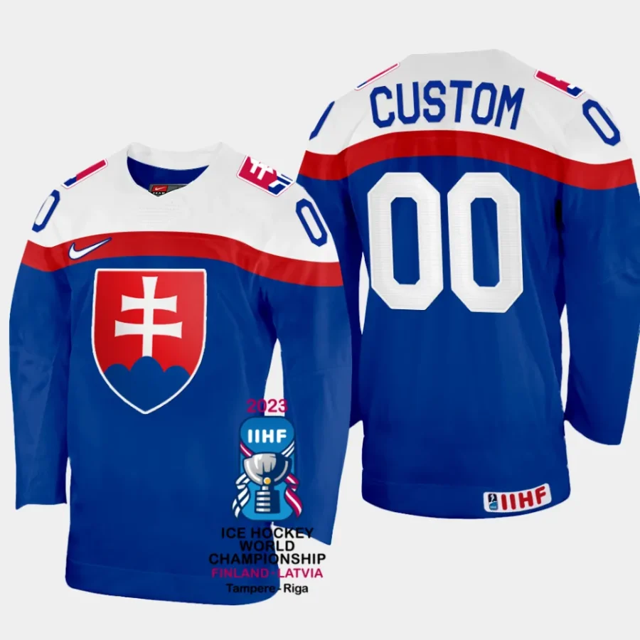 slovakia hockey custom 2023 iihf world championship away jersey blue