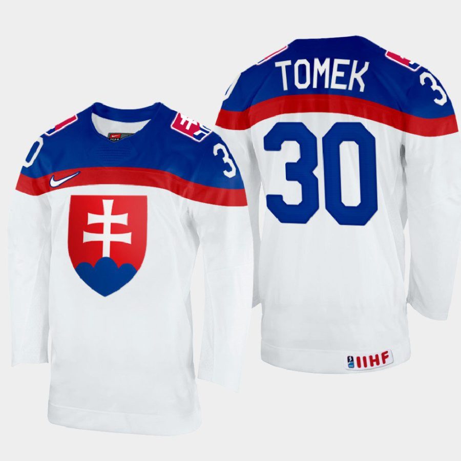 slovakia hockey matej tomek 2022 iihf world championship home jersey white