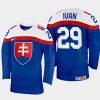 slovakia hockey michal ivan 2022 iihf world championship away jersey blue