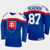 slovakia hockey pavol regenda 2022 iihf world championship away jersey blue