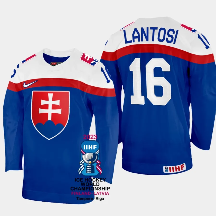 slovakia hockey robert lantosi 2023 iihf world championship away jersey blue