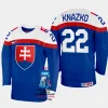 slovakia hockey samuel knazko 2023 iihf world championship away jersey blue