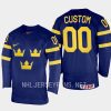 sweden custom 2023 iihf world junior championship away jersey navy