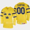 sweden custom 2023 iihf world junior championship home jersey yellow