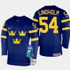 sweden hockey anton lindholm 2023 iihf world championship men away jersey navy