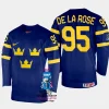 sweden hockey jacob de la rose 2023 iihf world championship men away jersey navy