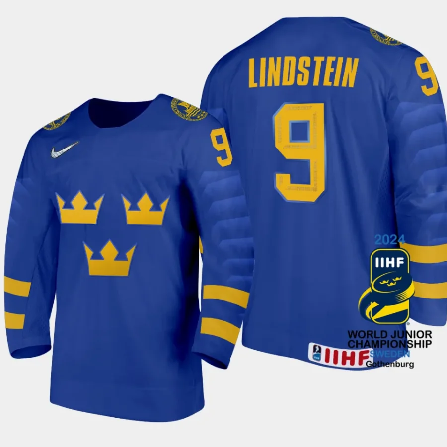 sweden hockey theo lindstein 2024 iihf world junior championship jersey white