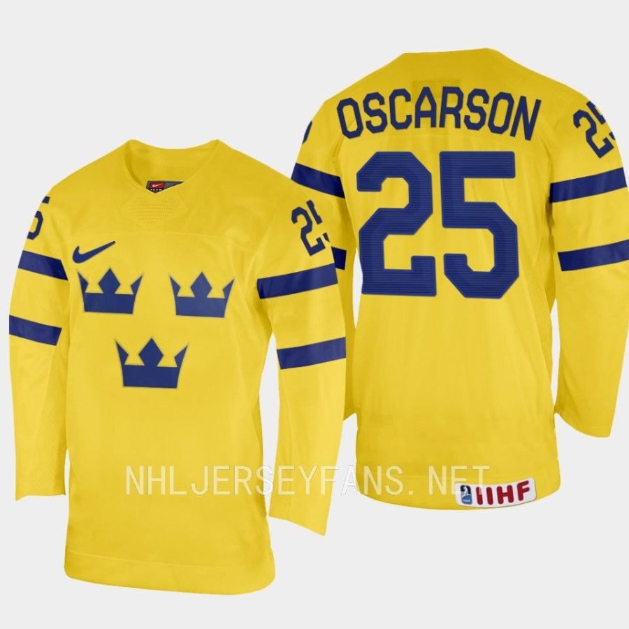 sweden milton oscarson 2023 iihf world junior championship home jersey yellow