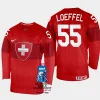 switzerland hockey romain loeffel 2023 iihf world championship men away jersey red