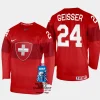 switzerland hockey tobias geisser 2023 iihf world championship men away jersey red