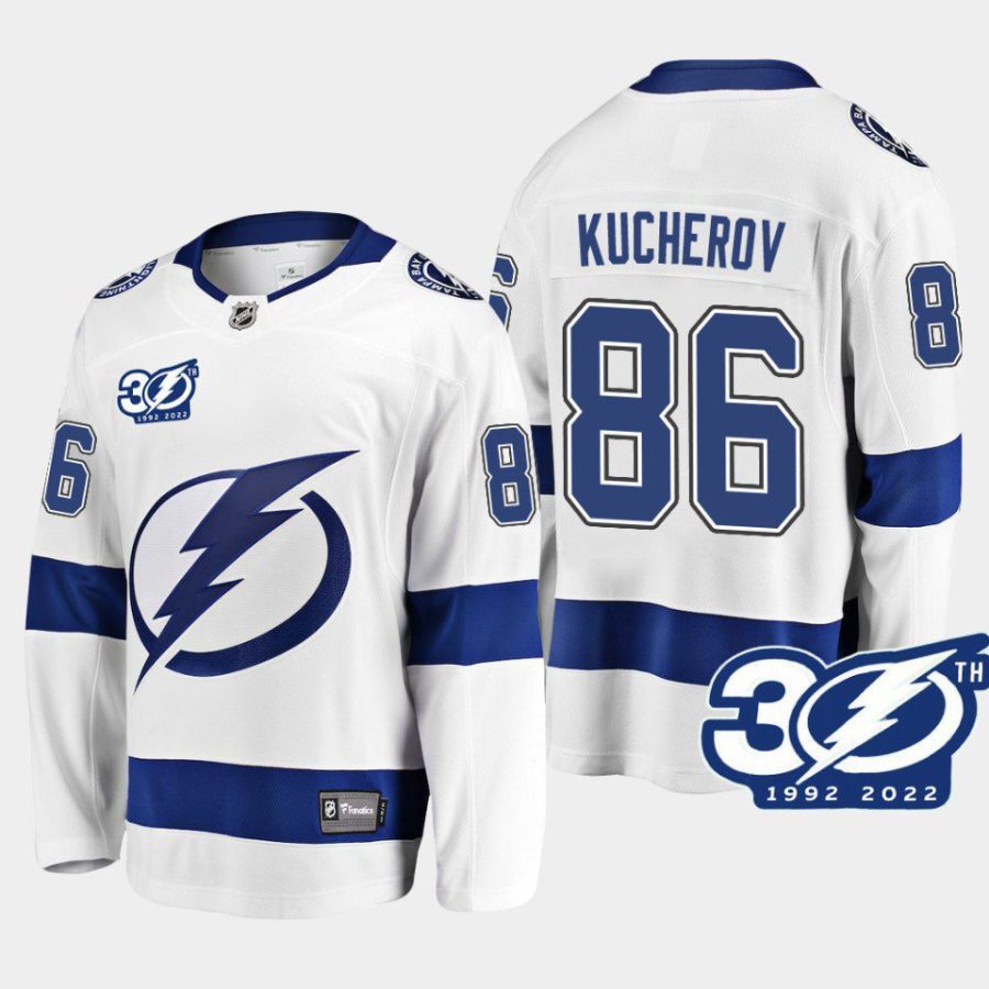 tampa bay lightning nikita kucherov 30th anniversary 1992 2022 away jersey white