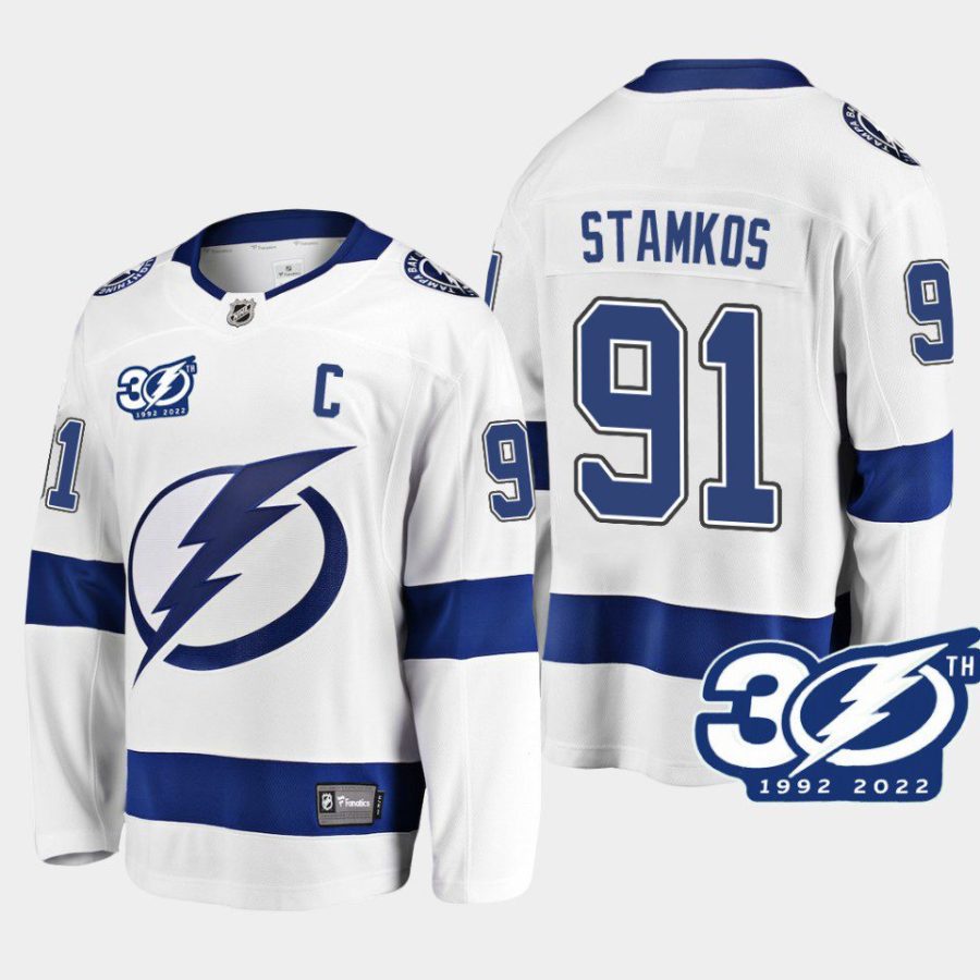 tampa bay lightning steven stamkos 30th anniversary 1992 2022 away jersey white